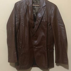 Men’s chocolate brown leather blazer jacket